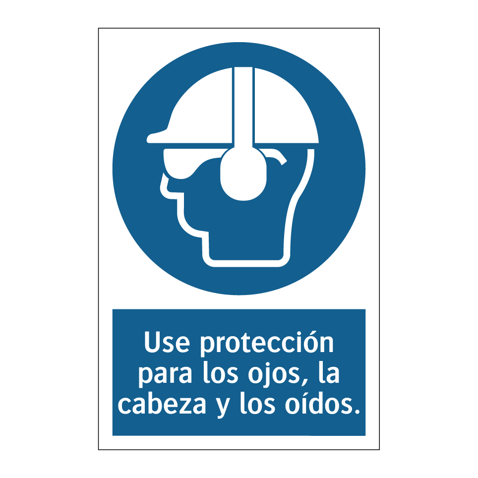 Use protección para los ojos, la cabeza y los oídos.