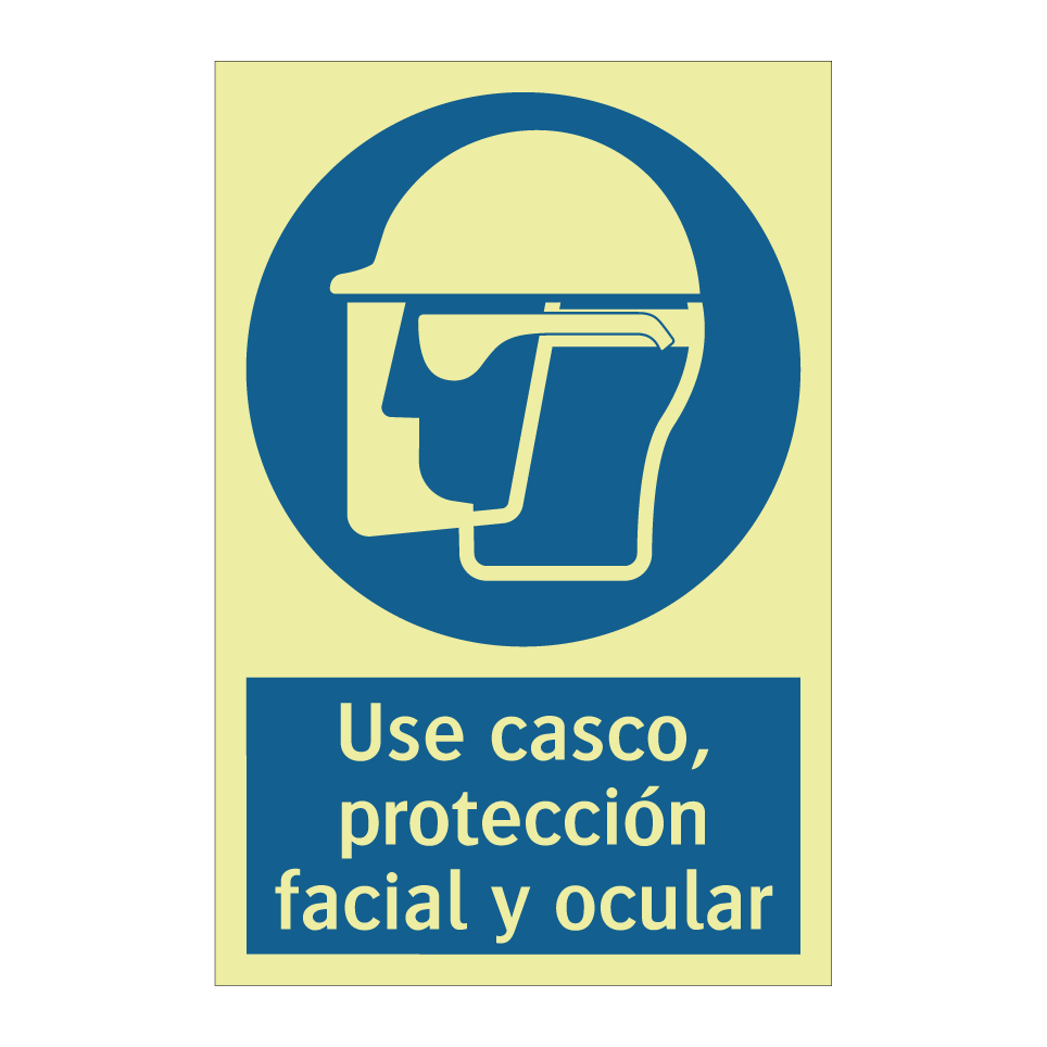 Use casco, protección facial y ocular