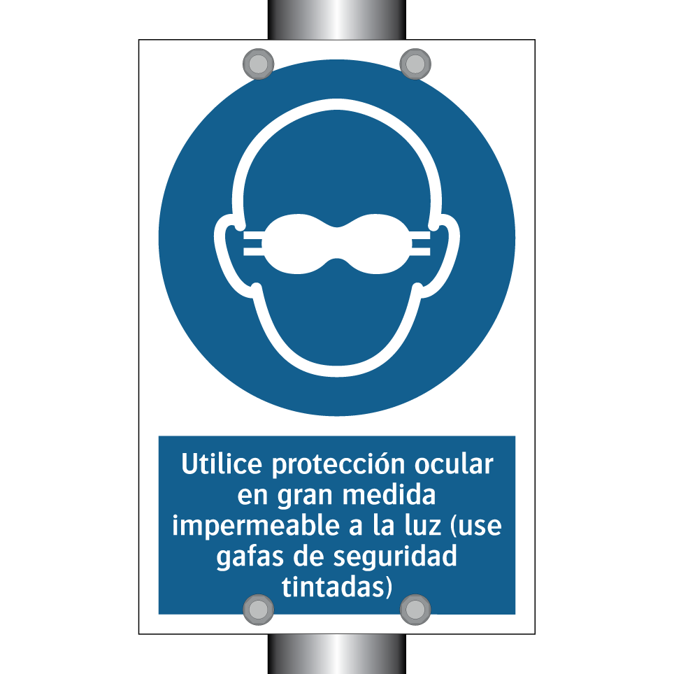 Utilice protección ocular en gran medida impermeable a la luz (use gafas de seguridad tintadas)