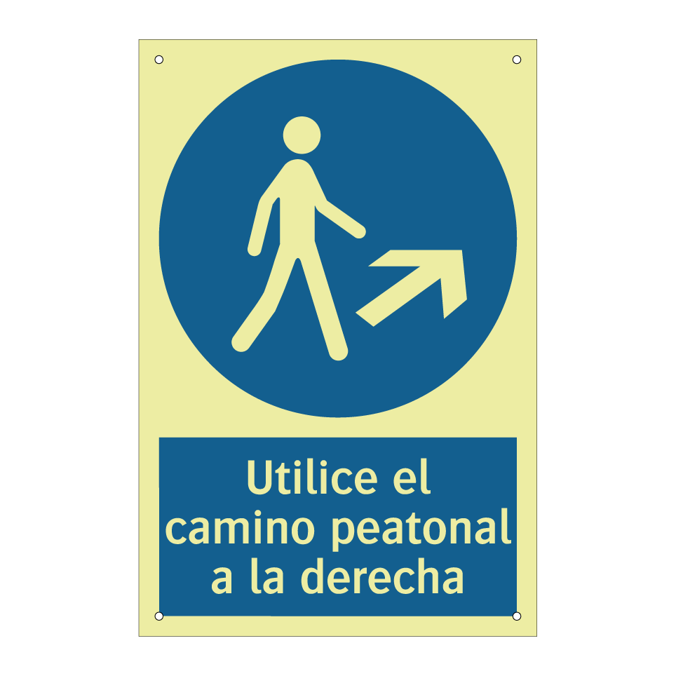 Utilice el camino peatonal a la derecha