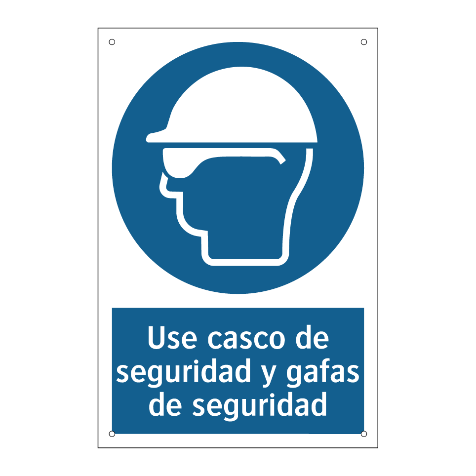 Use casco de seguridad y gafas de seguridad
