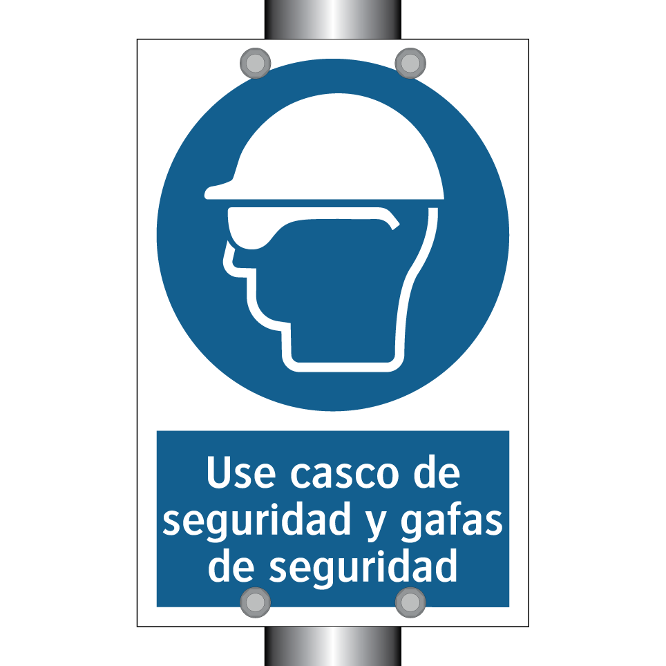 Use casco de seguridad y gafas de seguridad