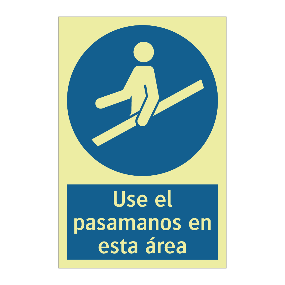 Use el pasamanos en esta área