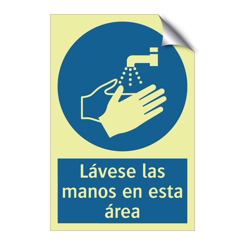 Lávese las manos en esta área