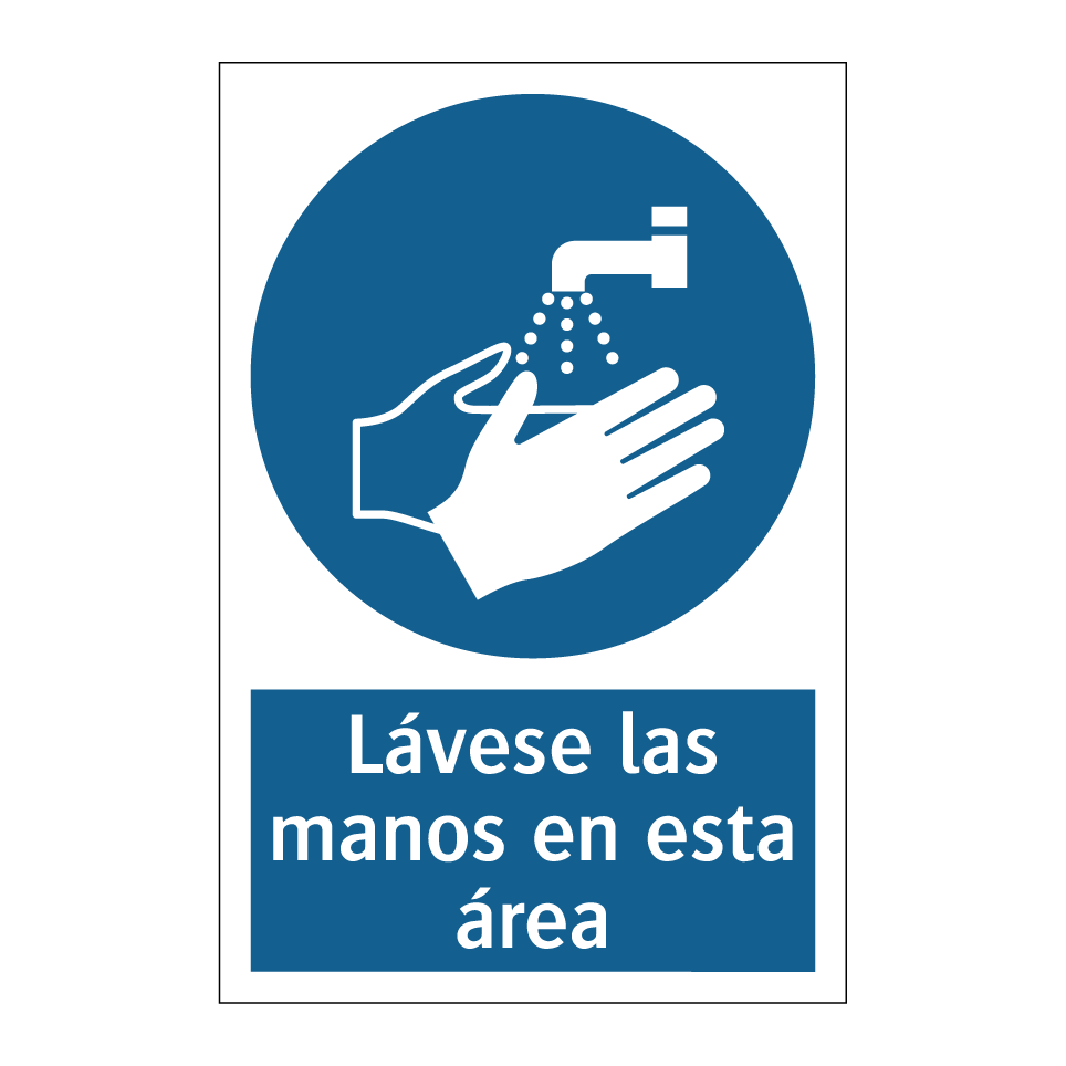 Lávese las manos en esta área