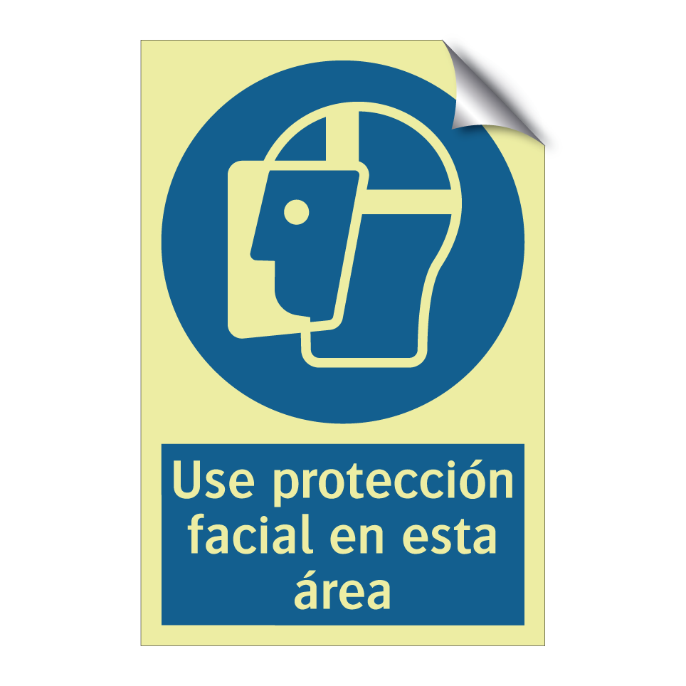 Use protección facial en esta área