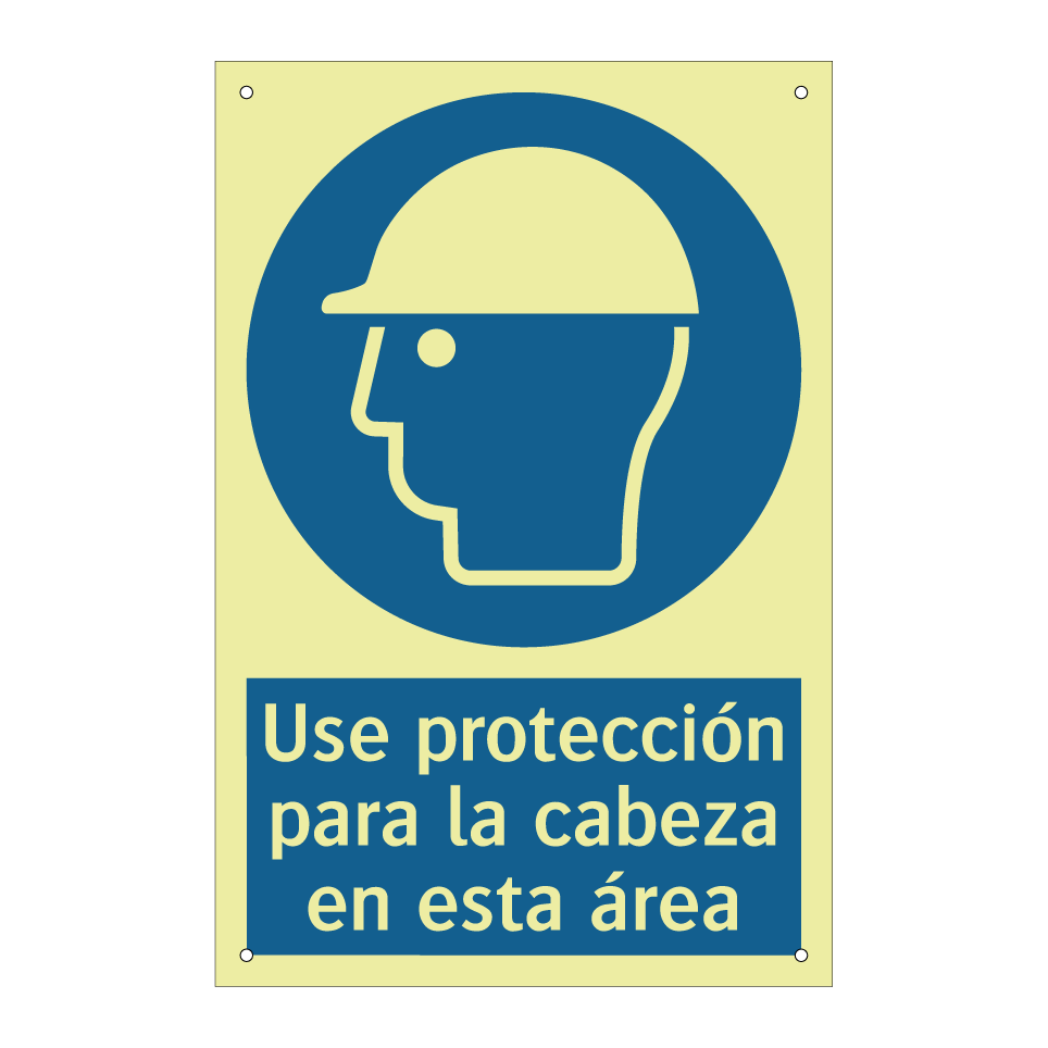 Use protección para la cabeza en esta área
