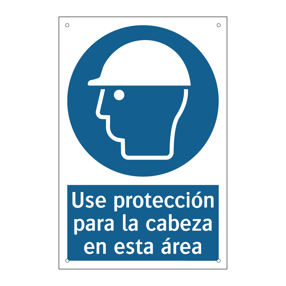 Use protección para la cabeza en esta área