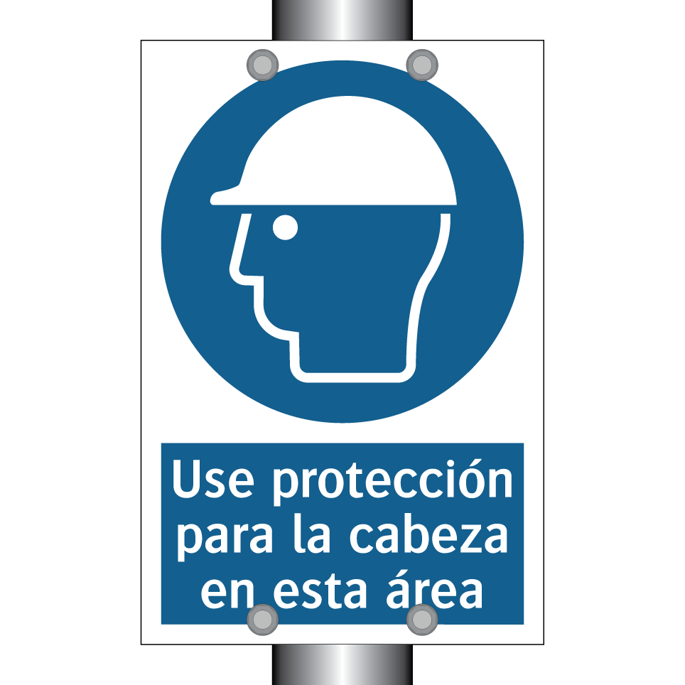 Use protección para la cabeza en esta área