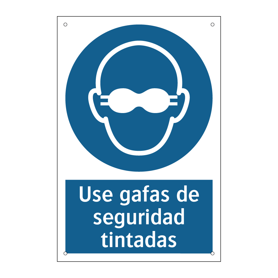 Use gafas de seguridad tintadas