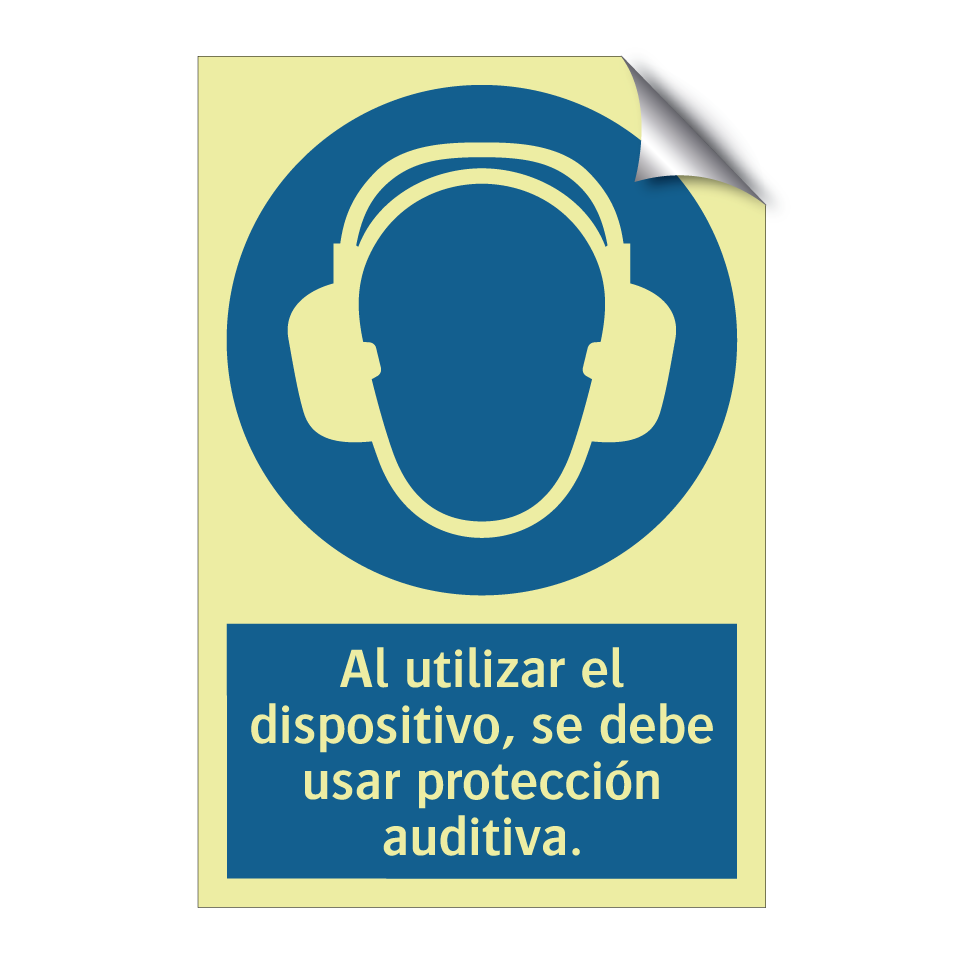 Al utilizar el dispositivo, se debe usar protección auditiva.