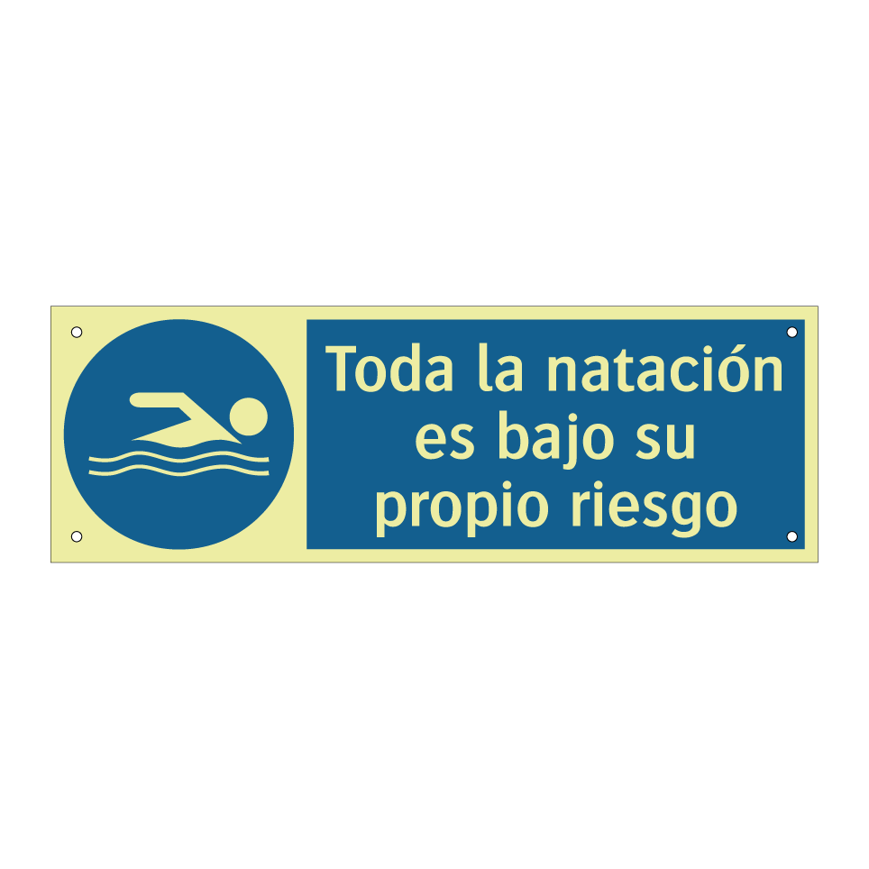 Toda la natación es bajo su propio riesgo
