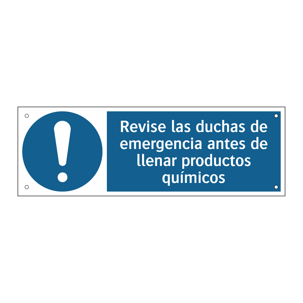 Revise las duchas de emergencia antes de llenar productos químicos