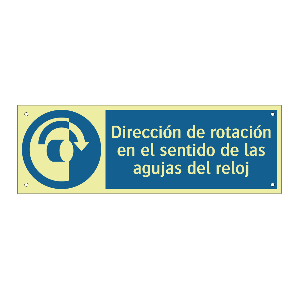 Dirección de rotación en el sentido de las agujas del reloj