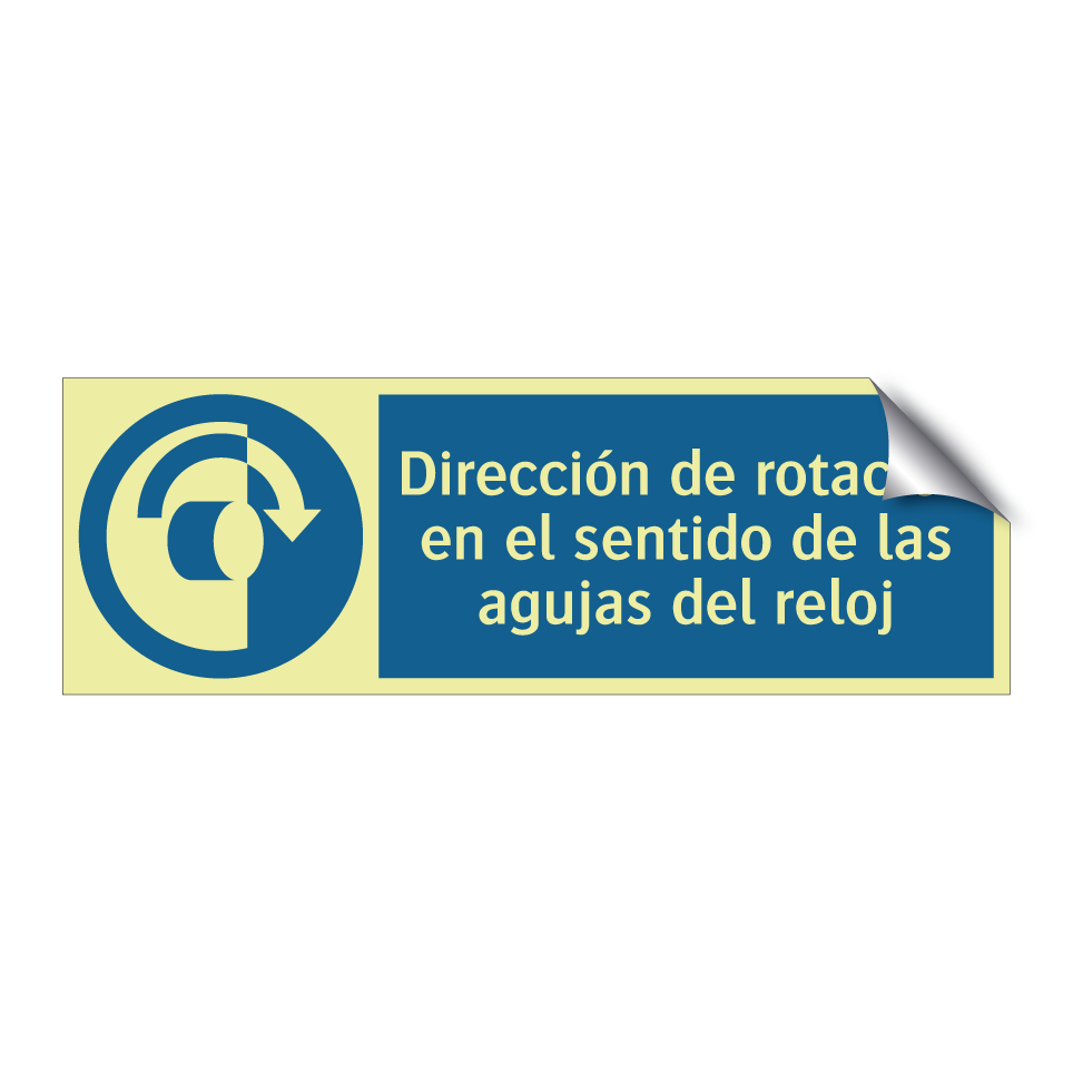 Dirección de rotación en el sentido de las agujas del reloj