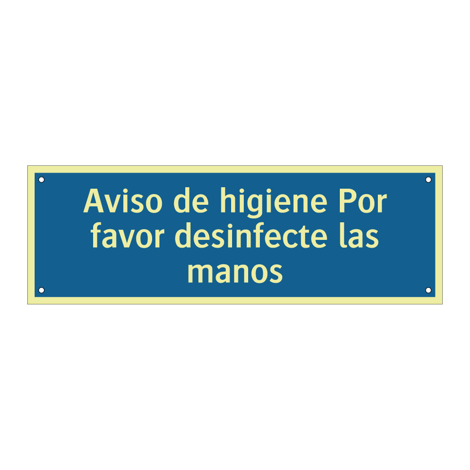 Aviso de higiene Por favor desinfecte las manos