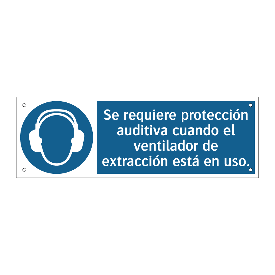 Se requiere protección auditiva cuando el ventilador de extracción está en uso.