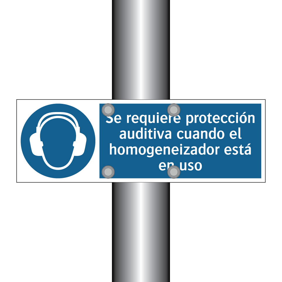 Se requiere protección auditiva cuando el homogeneizador está en uso