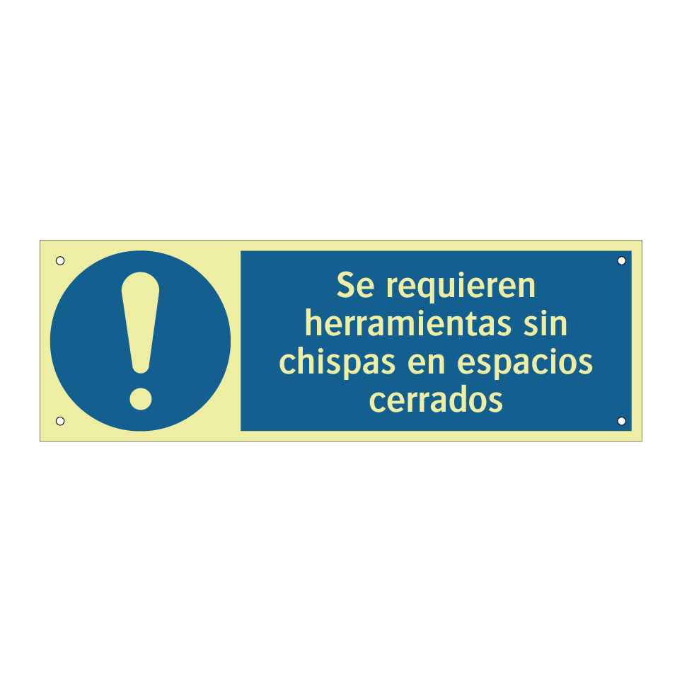 Se requieren herramientas sin chispas en espacios cerrados