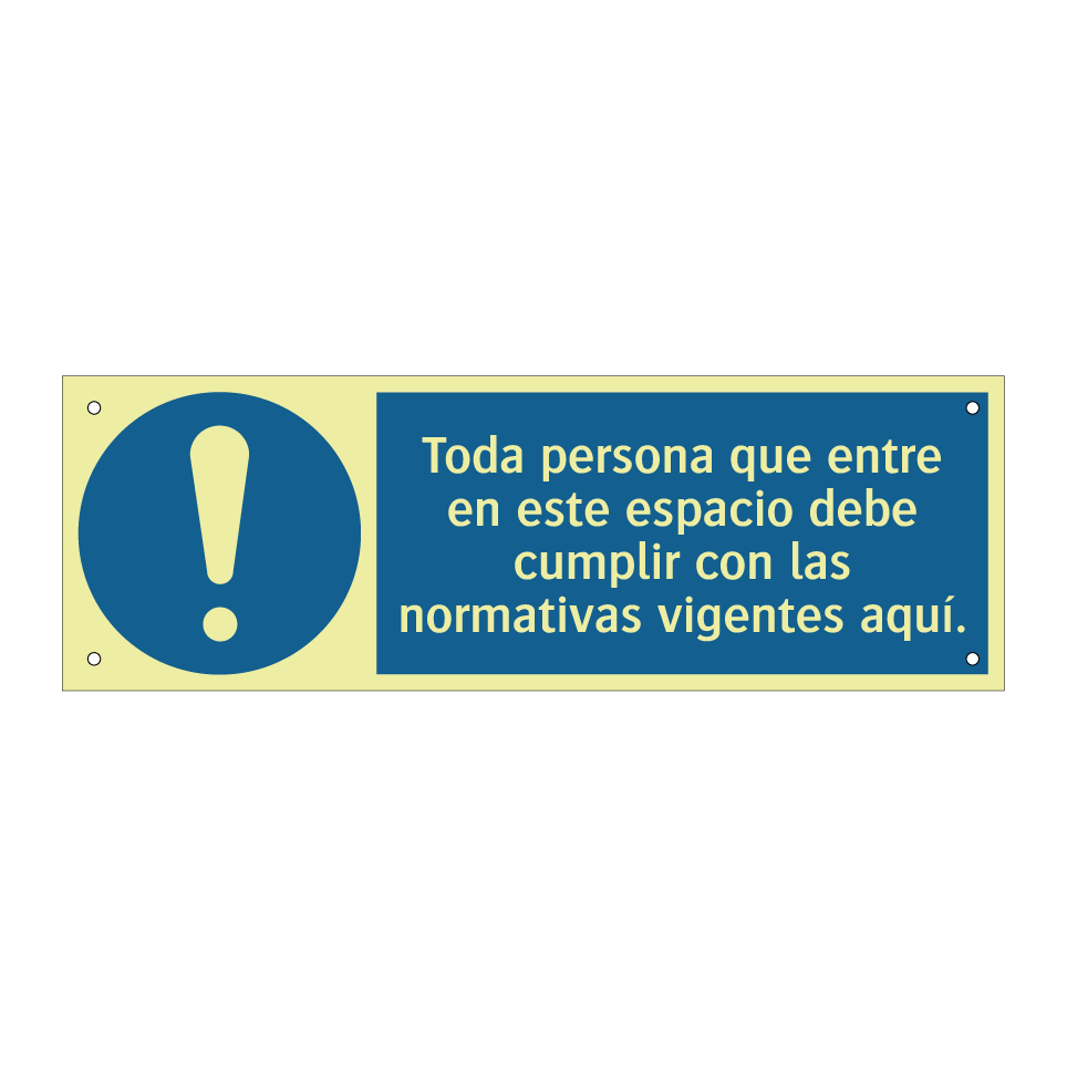 Toda persona que entre en este espacio debe cumplir con las normativas vigentes aquí.