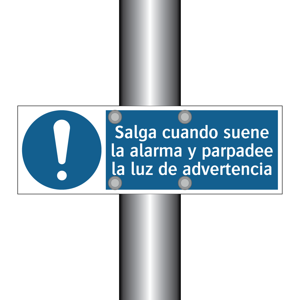 Salga cuando suene la alarma y parpadee la luz de advertencia