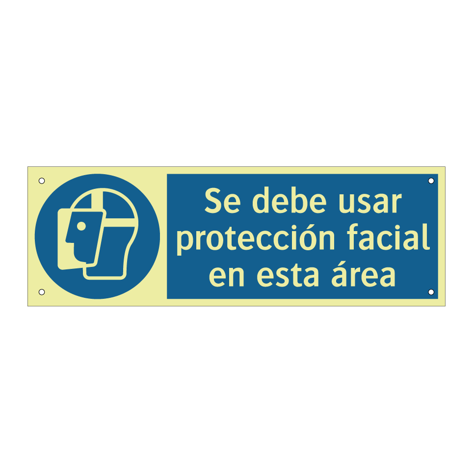 Se debe usar protección facial en esta área