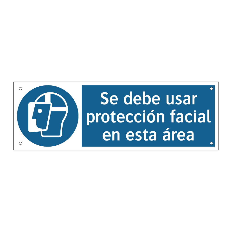 Se debe usar protección facial en esta área