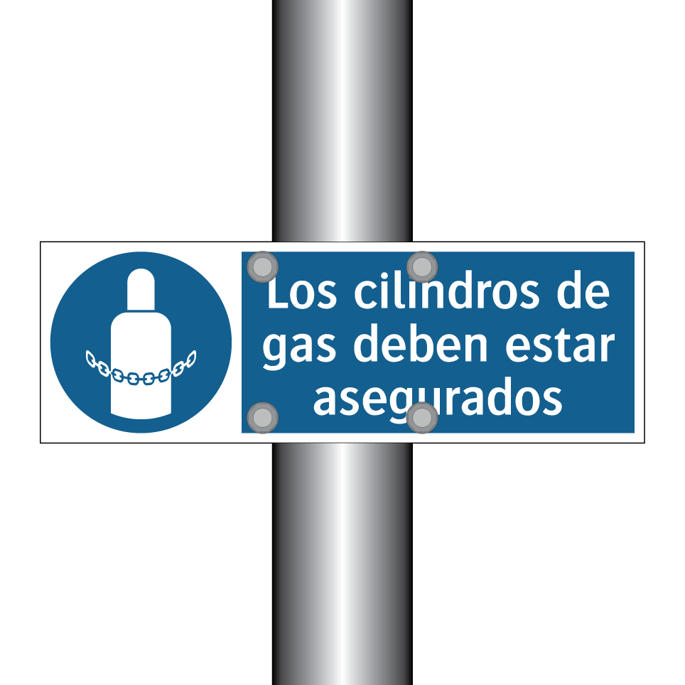 Los cilindros de gas deben estar asegurados