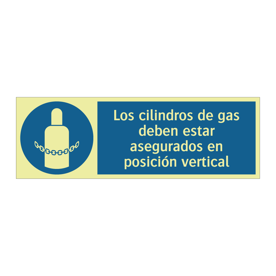 Los cilindros de gas deben estar asegurados en posición vertical