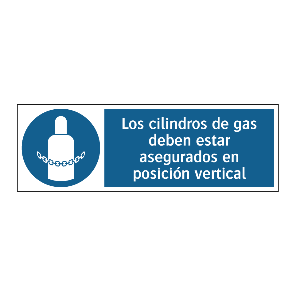 Los cilindros de gas deben estar asegurados en posición vertical