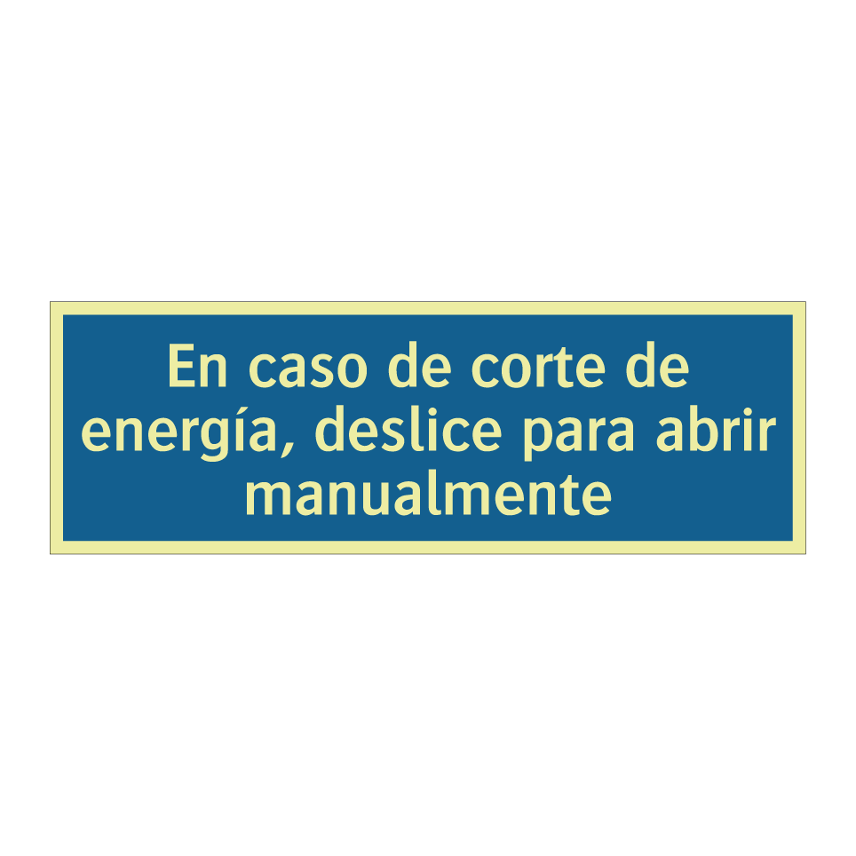 En caso de corte de energía, deslice para abrir manualmente