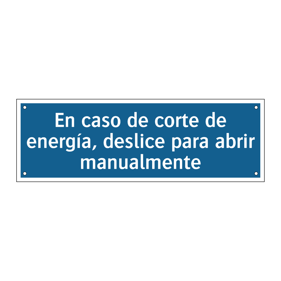 En caso de corte de energía, deslice para abrir manualmente