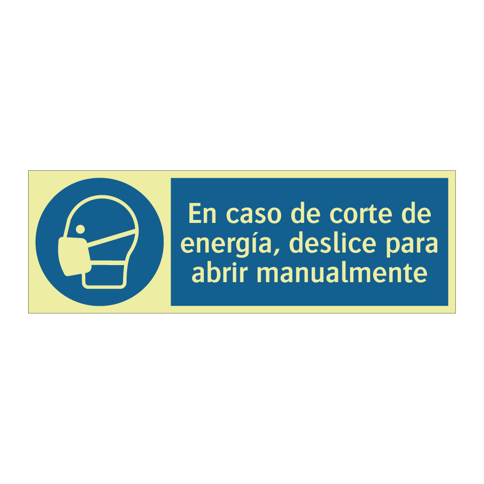 En caso de corte de energía, deslice para abrir manualmente