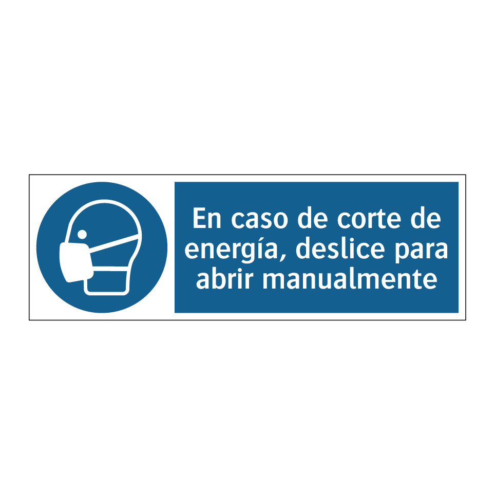 En caso de corte de energía, deslice para abrir manualmente