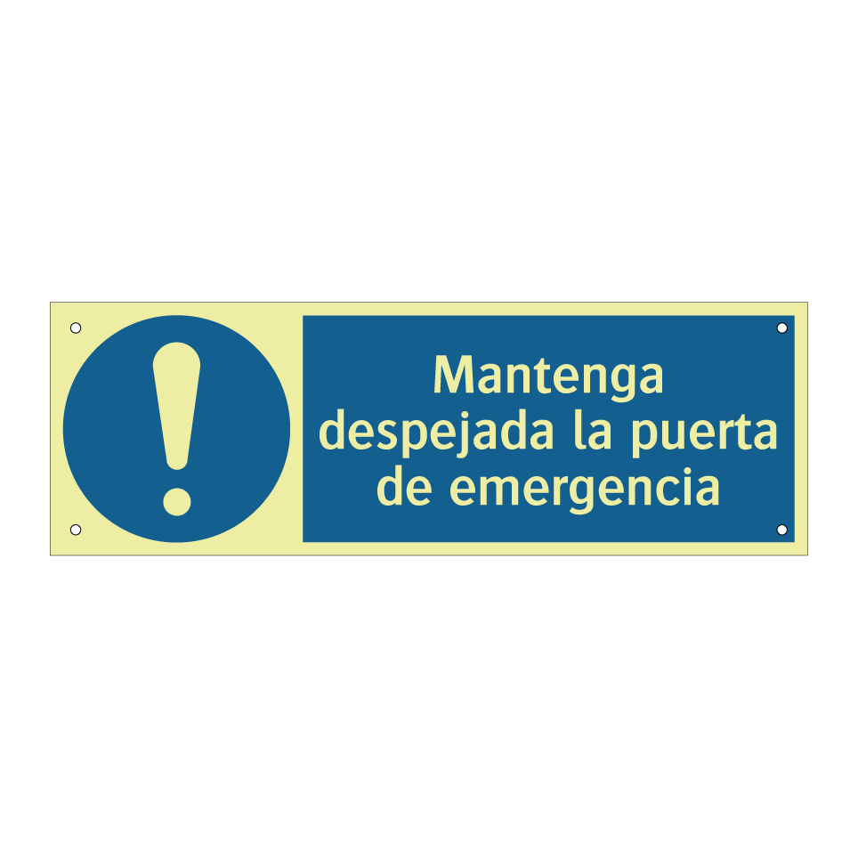 Mantenga despejada la puerta de emergencia