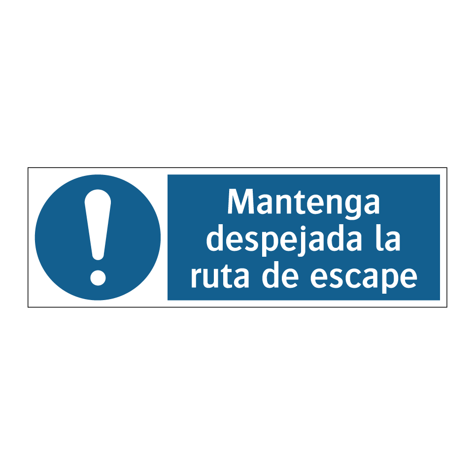Mantenga despejada la ruta de escape