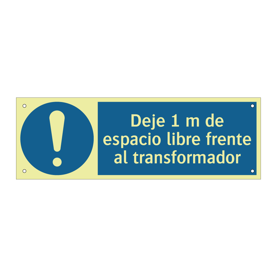 Deje 1 m de espacio libre frente al transformador