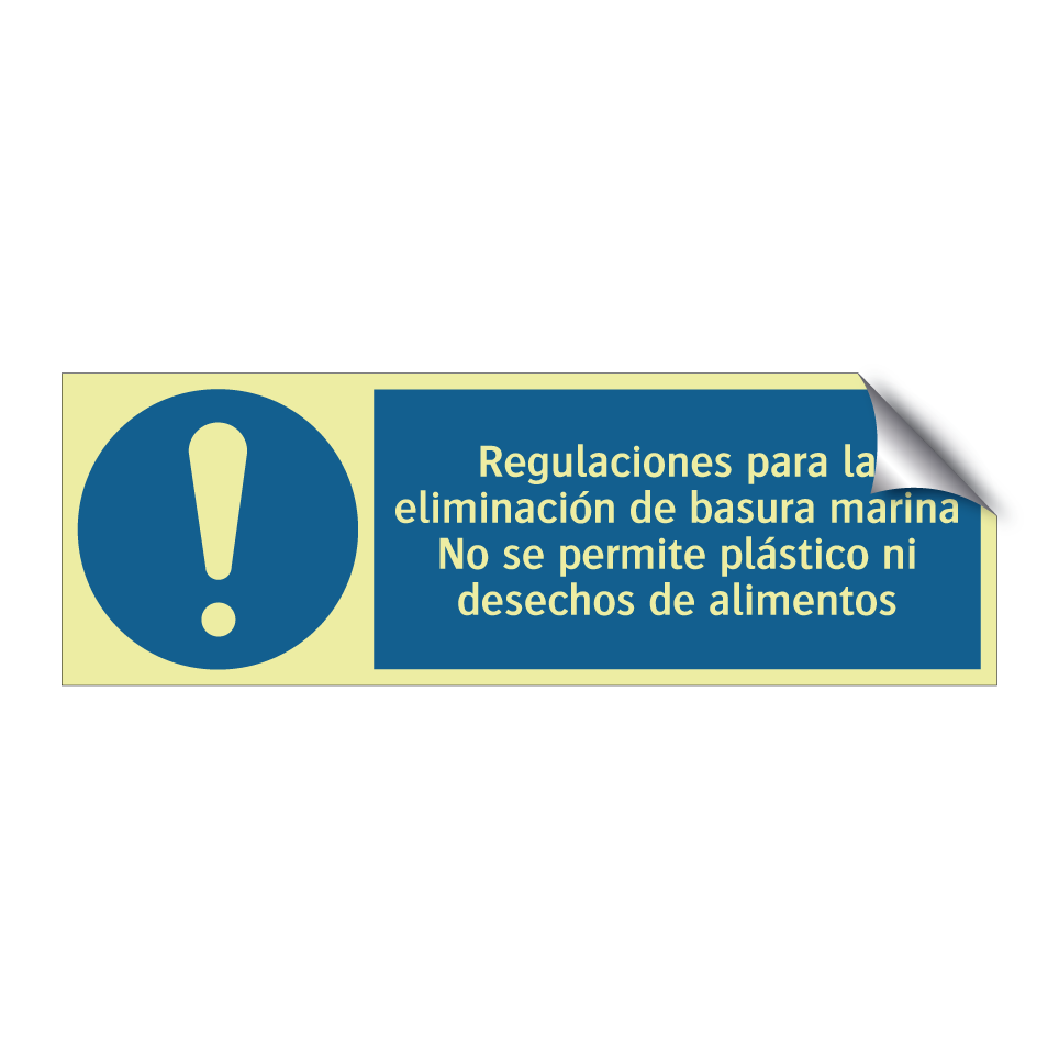 Regulaciones para la eliminación de basura marina No se permite plástico ni desechos de alimentos