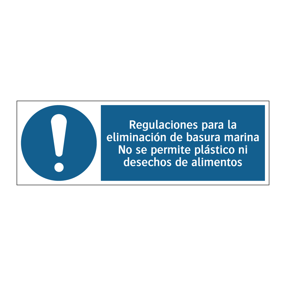 Regulaciones para la eliminación de basura marina No se permite plástico ni desechos de alimentos