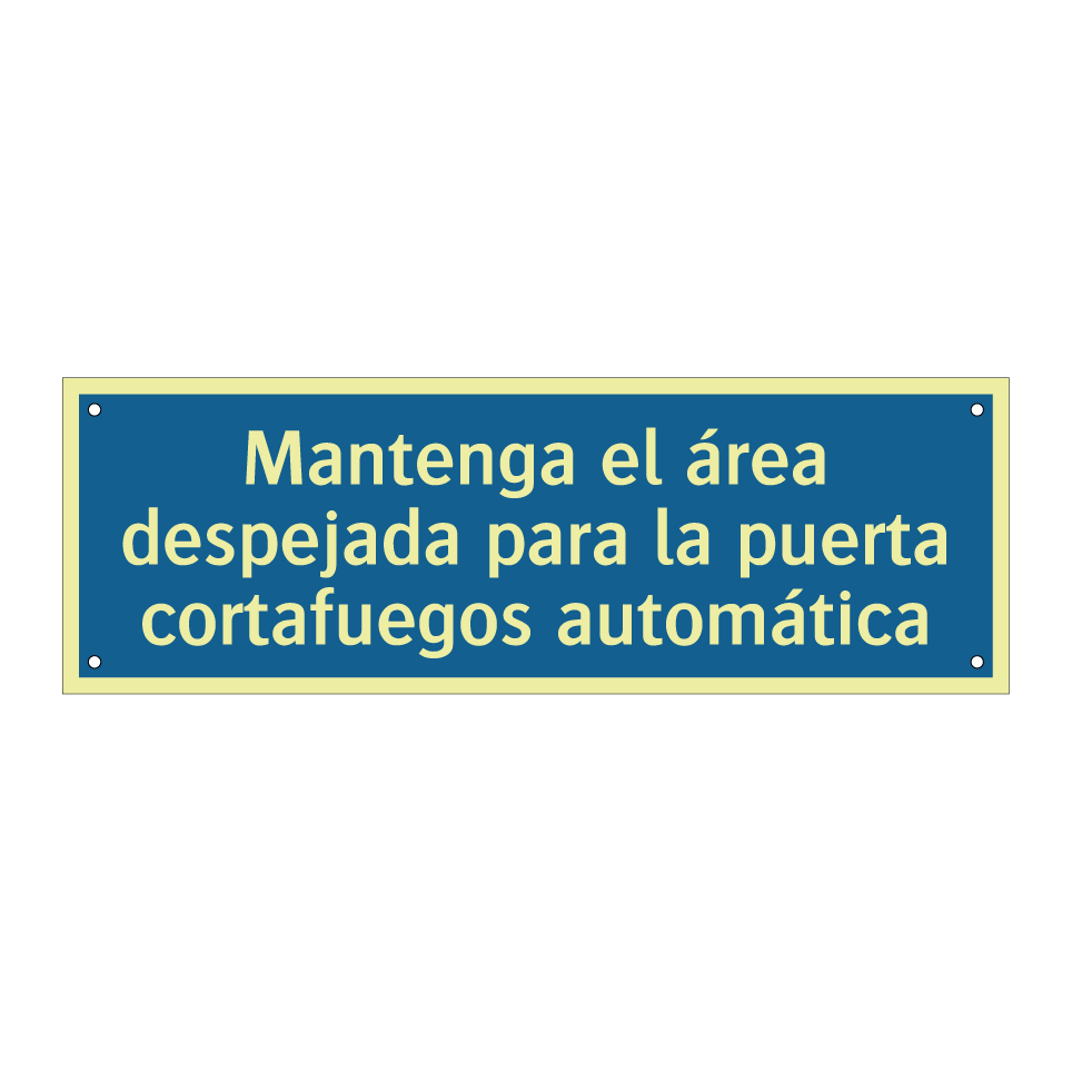 Mantenga el área despejada para la puerta cortafuegos automática