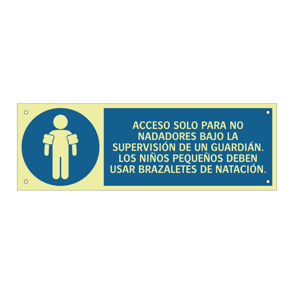 ACCESO SOLO PARA NO NADADORES BAJO LA SUPERVISIÓN DE UN GUARDIÁN. LOS NIÑOS PEQUEÑOS DEBEN USAR BRAZALETES DE NATACIÓN.