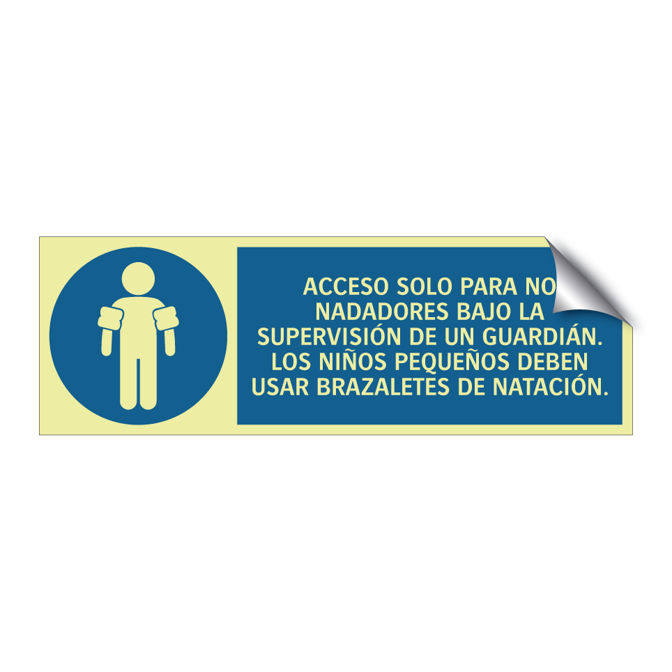 ACCESO SOLO PARA NO NADADORES BAJO LA SUPERVISIÓN DE UN GUARDIÁN. LOS NIÑOS PEQUEÑOS DEBEN USAR BRAZALETES DE NATACIÓN.