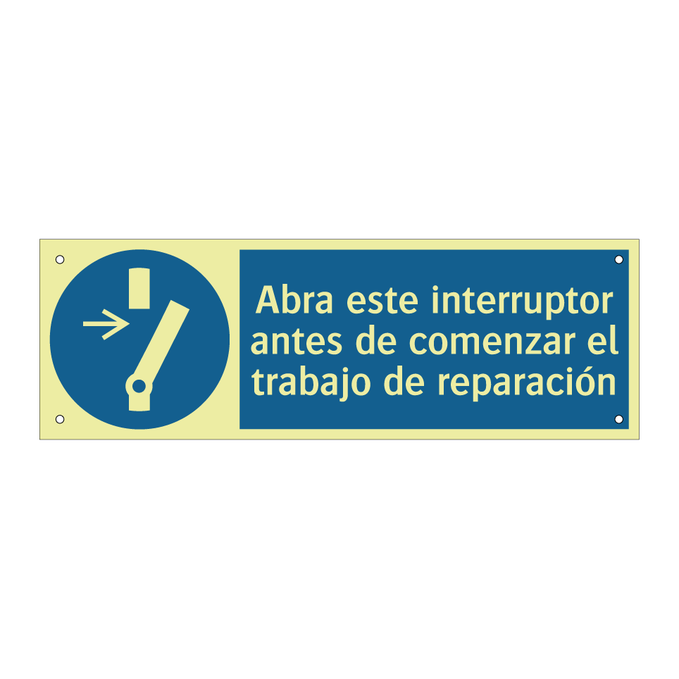 Abra este interruptor antes de comenzar el trabajo de reparación