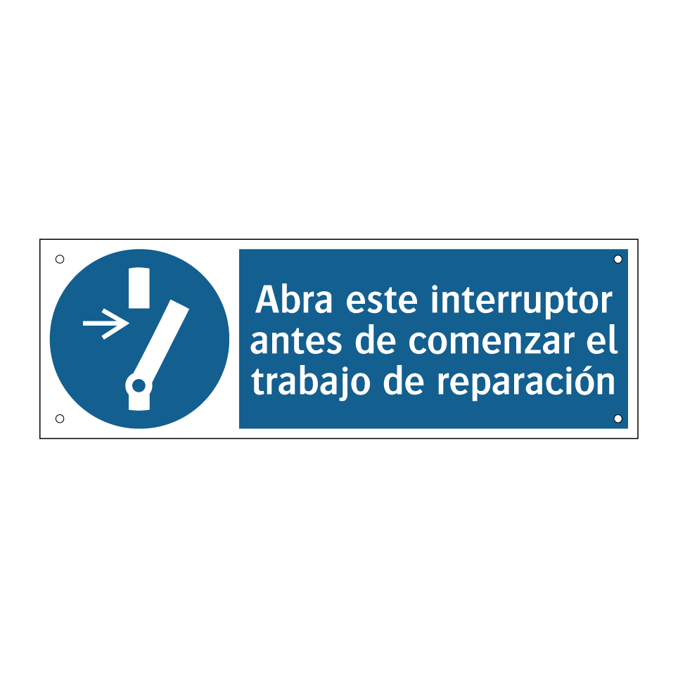 Abra este interruptor antes de comenzar el trabajo de reparación