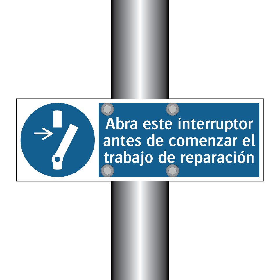Abra este interruptor antes de comenzar el trabajo de reparación