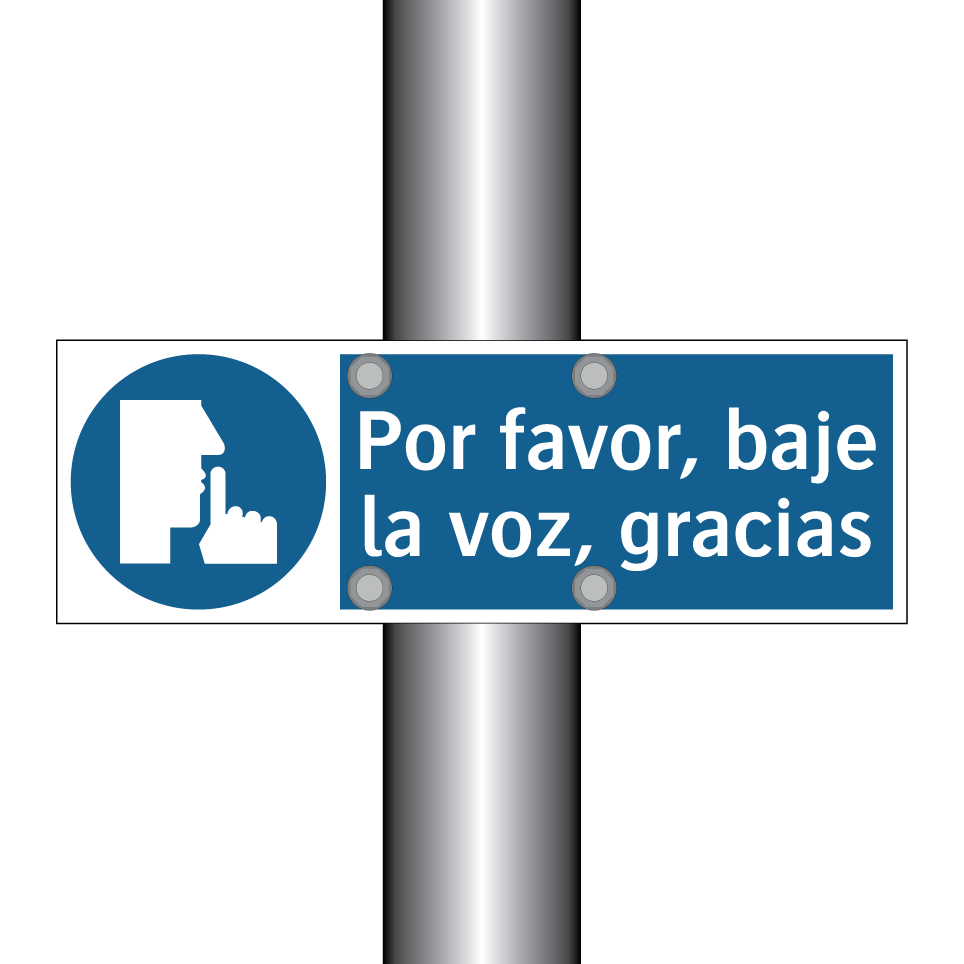 Por favor, baje la voz, gracias