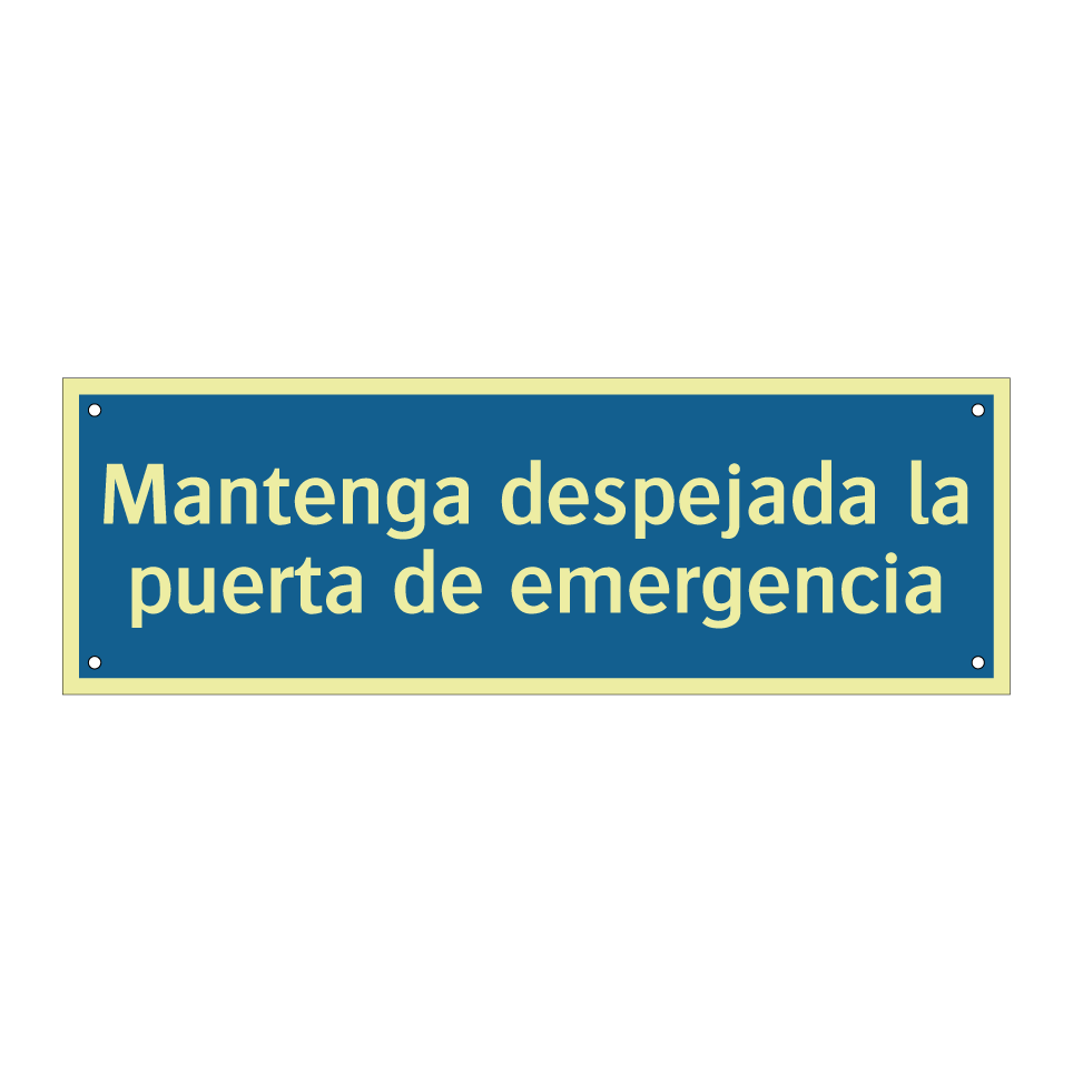 Mantenga despejada la puerta de emergencia