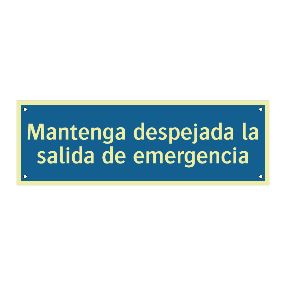 Mantenga despejada la salida de emergencia