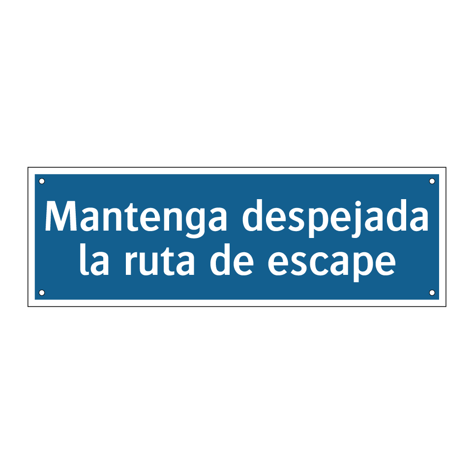 Mantenga despejada la ruta de escape
