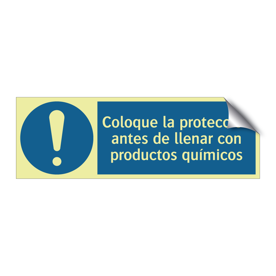 Coloque la protección antes de llenar con productos químicos